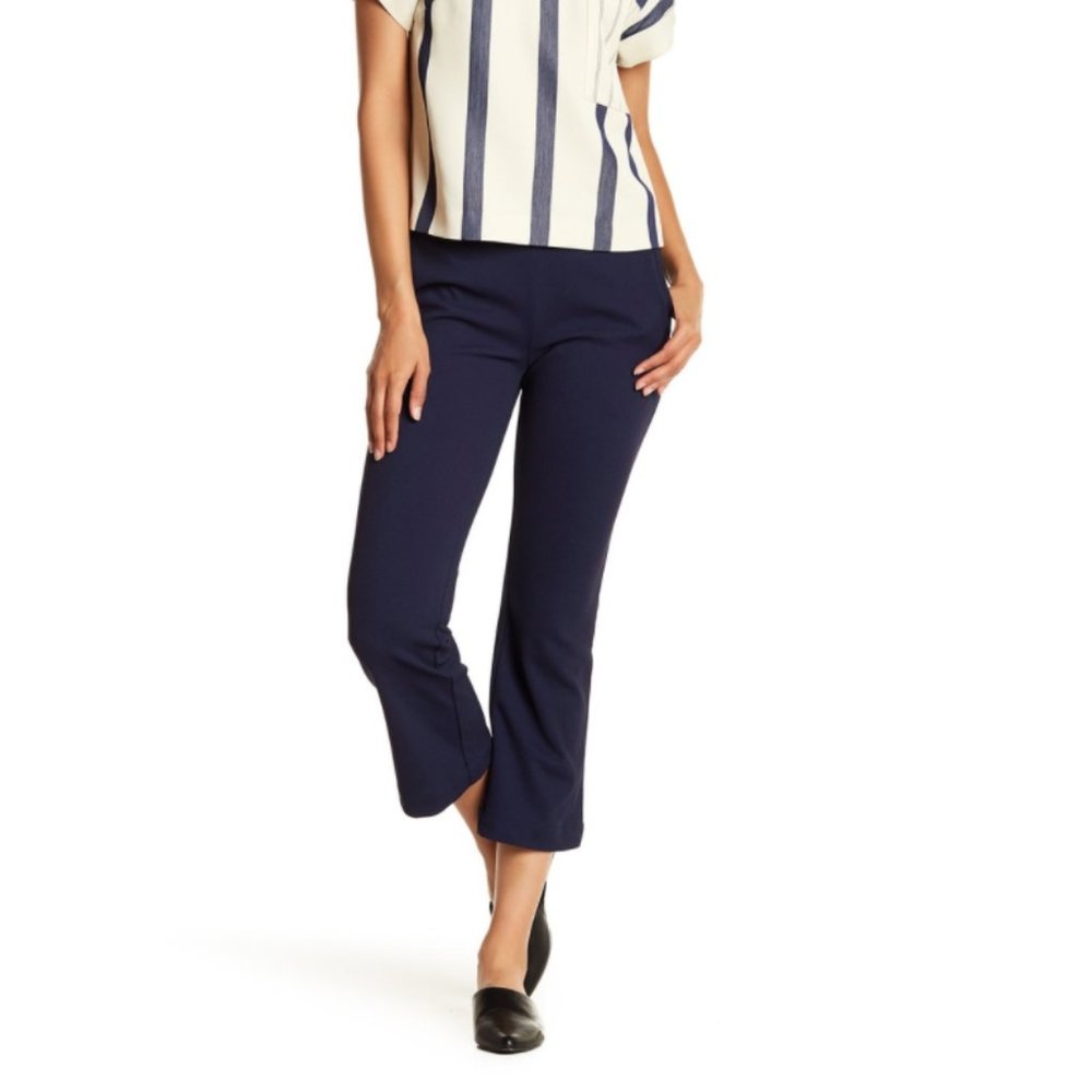Grey Jason Wu Navy Cropped Flare Leg Pants - Picture 1 of 8